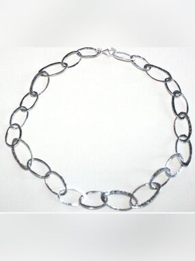 Vintage Silpada Israel Sterling Silver Hammered Link Necklace 925 Artisan Boho